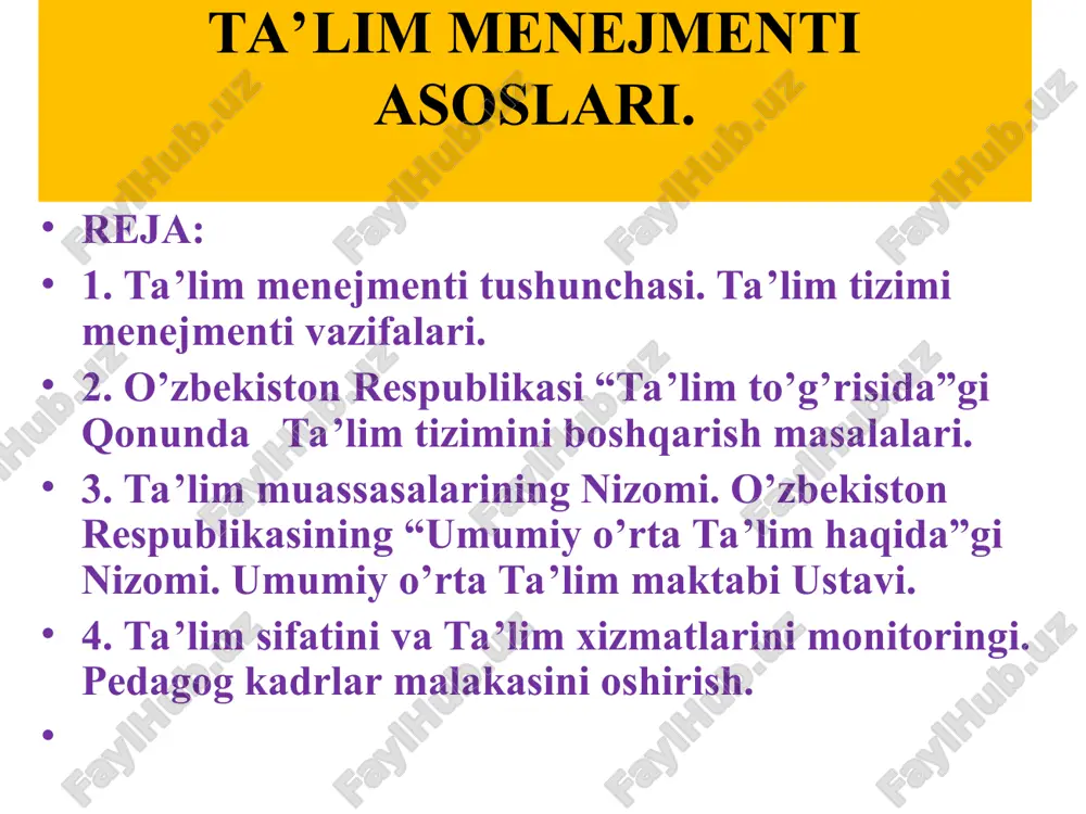 ta’lim menejmenti asoslari — PPT
