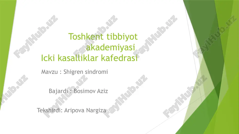shegren sindromi — PPTX
