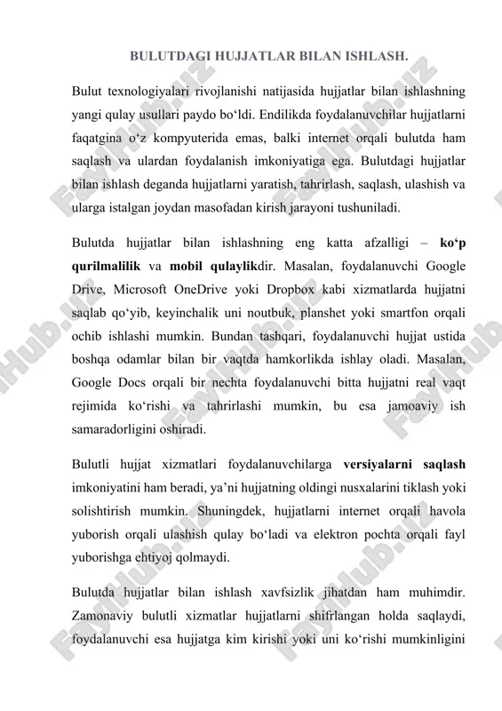 bulutdagi hujjatlar bilan ishlash — DOCX
