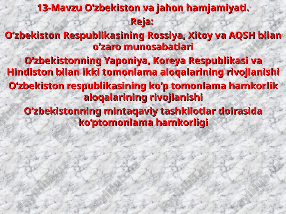 o'zbekiston va jahon hamjamiyati — PPT