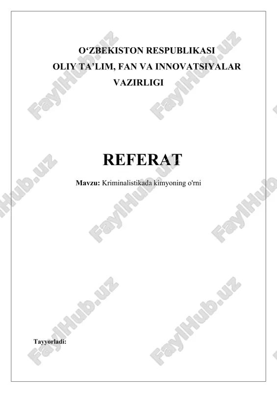 kriminalistikada kimyoning o'rni — DOCX