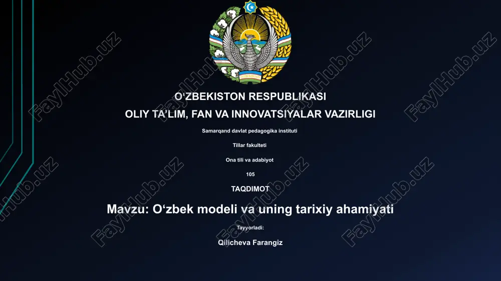 oʻzbek modeli va uning tarixiy ahamiyati — PPTX