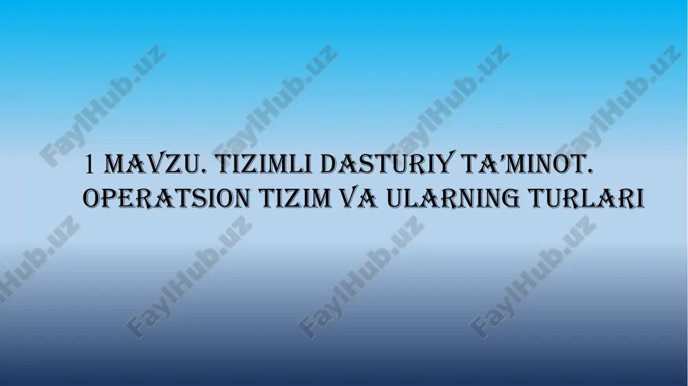 tizimli dasturiy ta'minot — PPTX