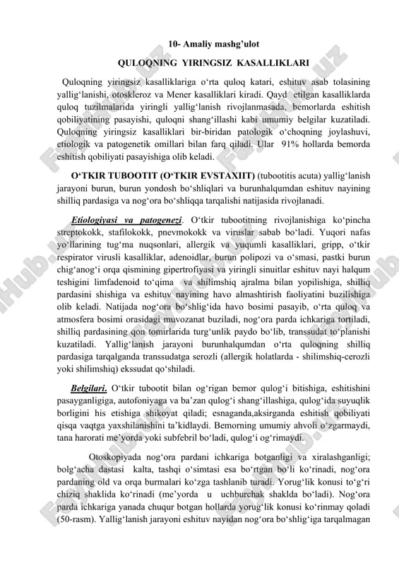 quloqning yiringsiz kasalliklari — DOCX