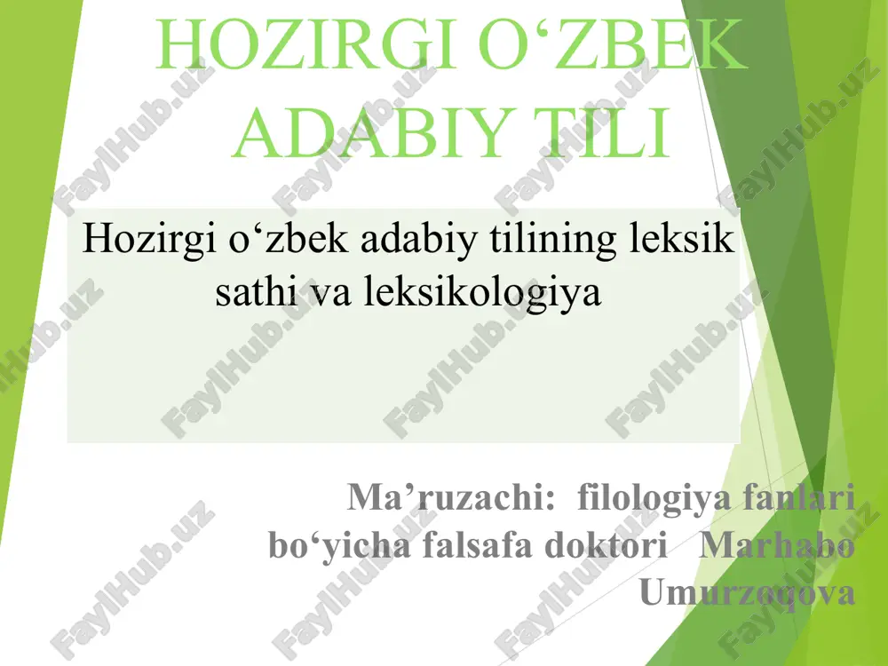 hozirgi oʻzbek adabiy tili — PPT