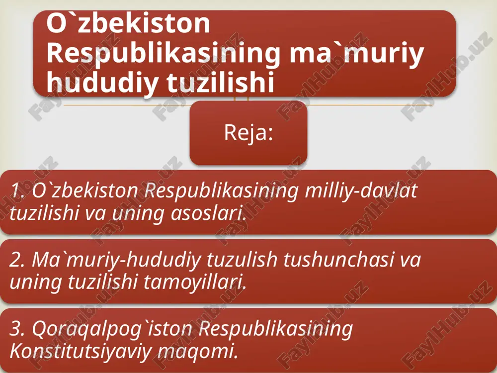 o'zbekiston respublikasining ma'muriy-hududiy tuzilishi — PPTX