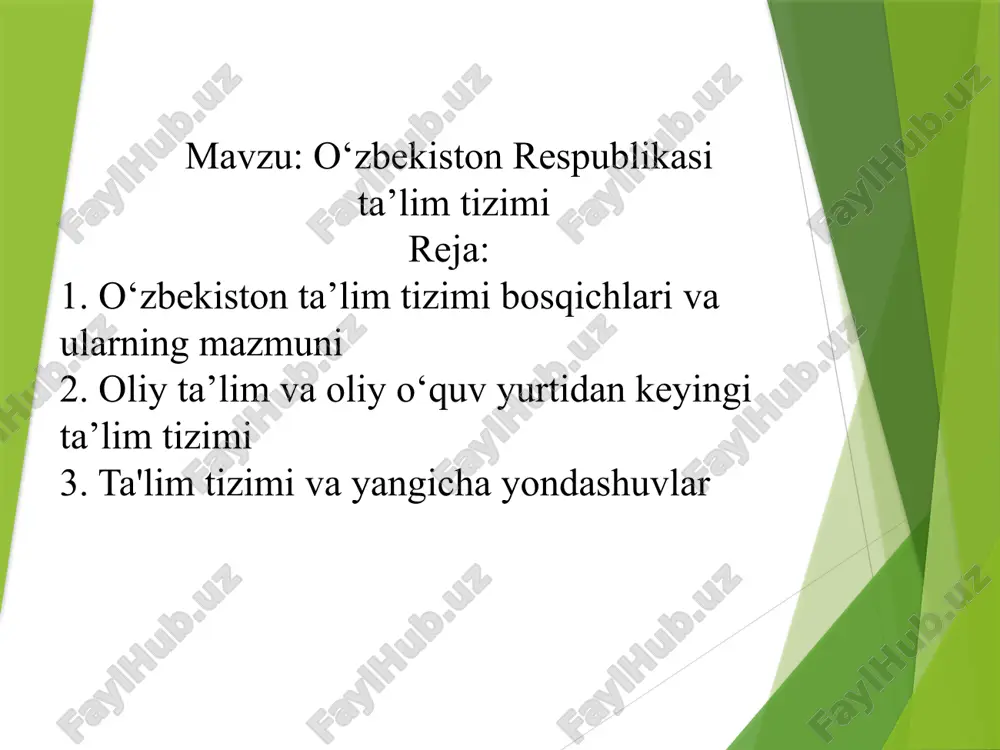 o'zbekiston respublikasi ta'lim tizimi — PPTX