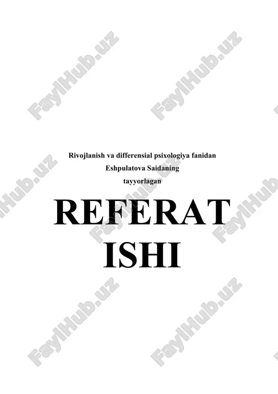 o`smirlik davri psixologiyasi — DOCX