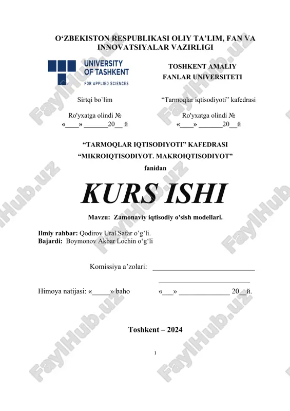 zamonaviy iqtisodiy o'sish modellari — DOCX