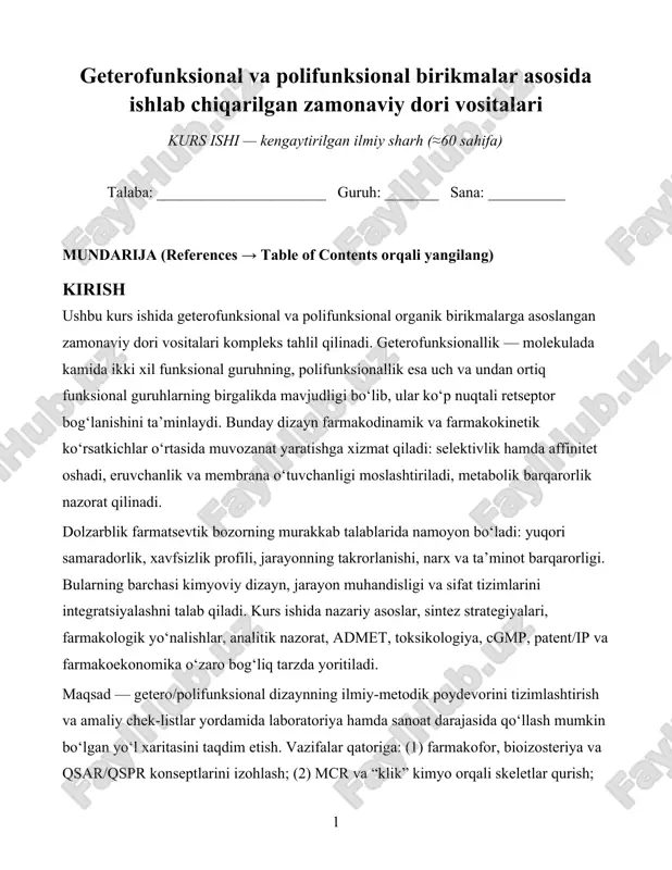 zamonaviy dori vositalari — DOCX