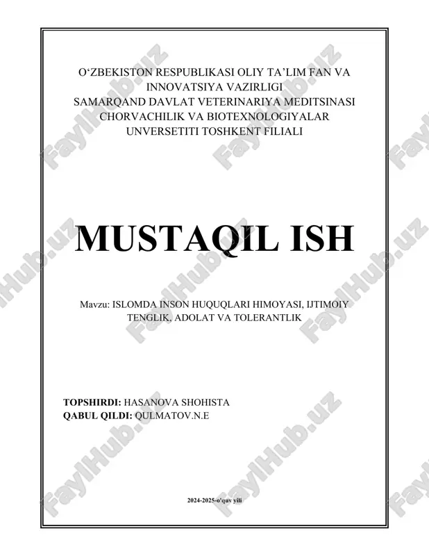 islomda inson huquqlari himoyasi — DOCX