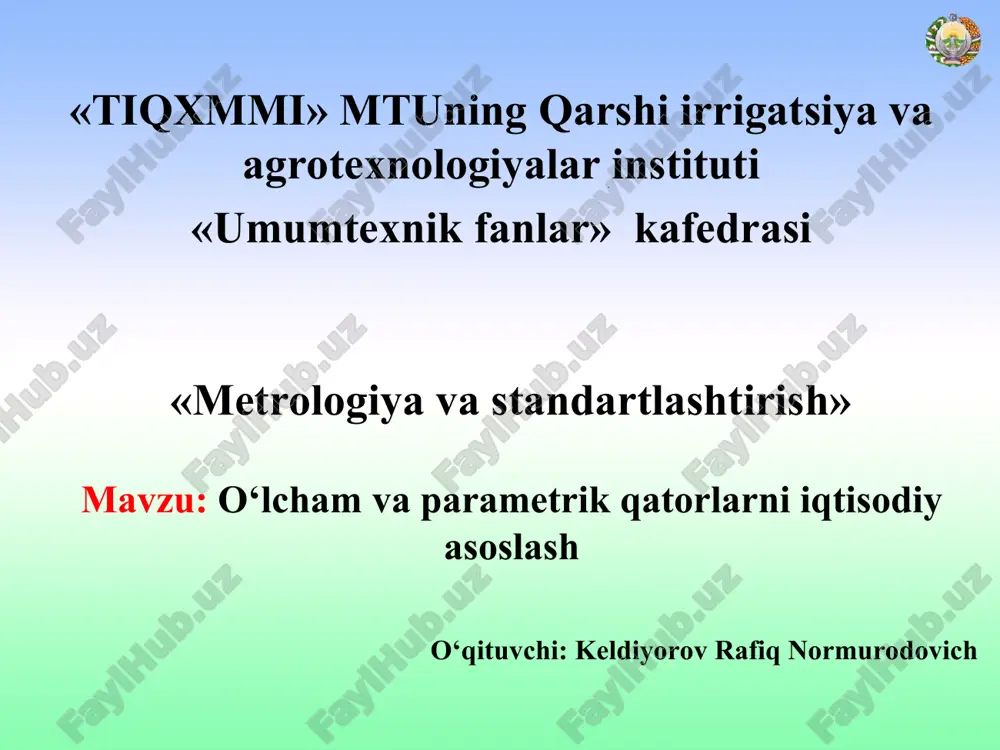 standartlashtirish asoslari — PPT