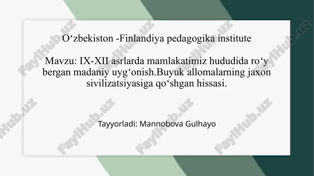 ix-xii asrlarda madaniy uyg'onish — PPTX