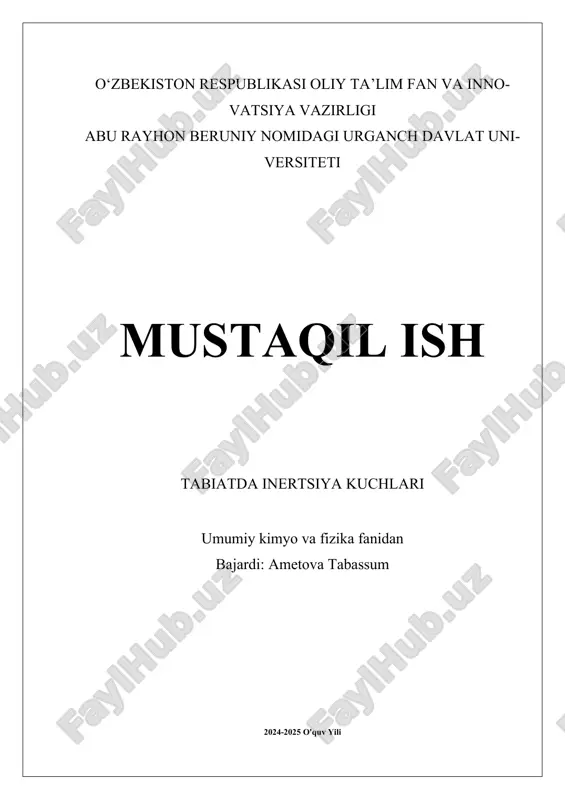 tabiatda inertsiya kuchlari — DOCX