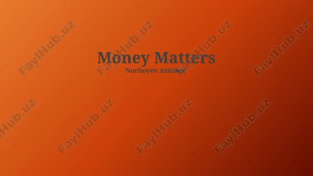 money matters — PPTX