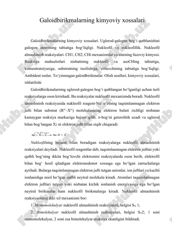 galoidbirikmalarning kimyoviy xossalari — ZIP
