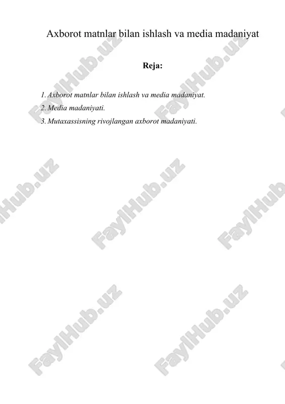 axborot matnlar bilan ishlash va media madaniyat — ZIP