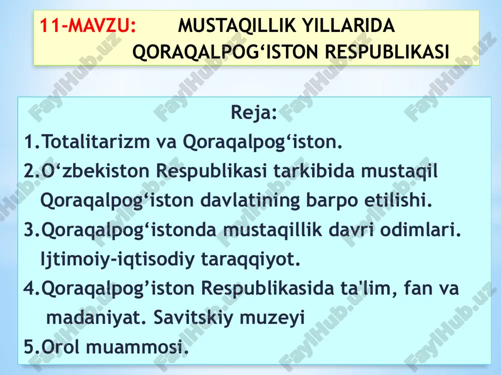 qoraqalpog'iston respublikasi — PPTX