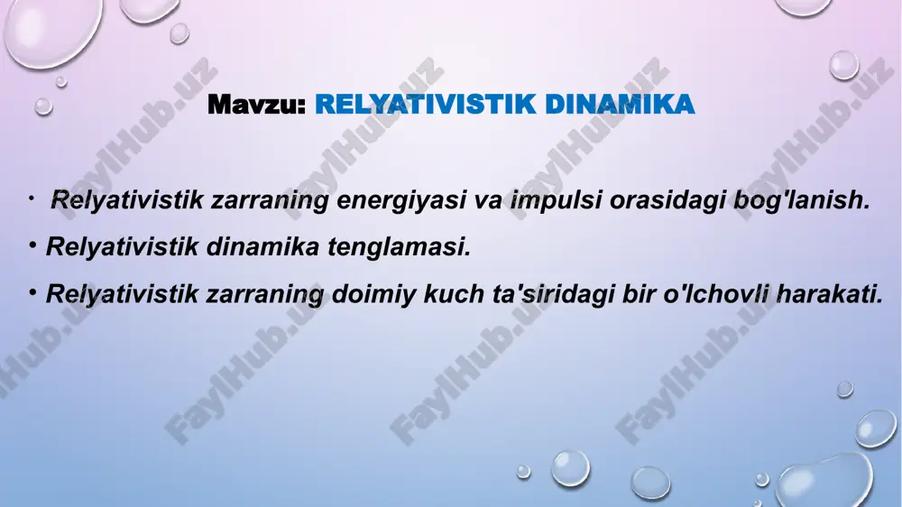 relyativistik dinamika — PPTX
