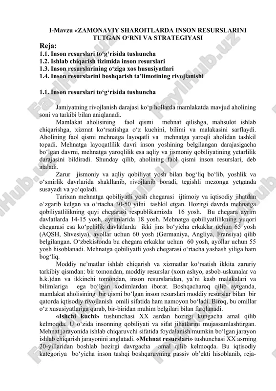 inson resurslarini boshqarish — DOCX