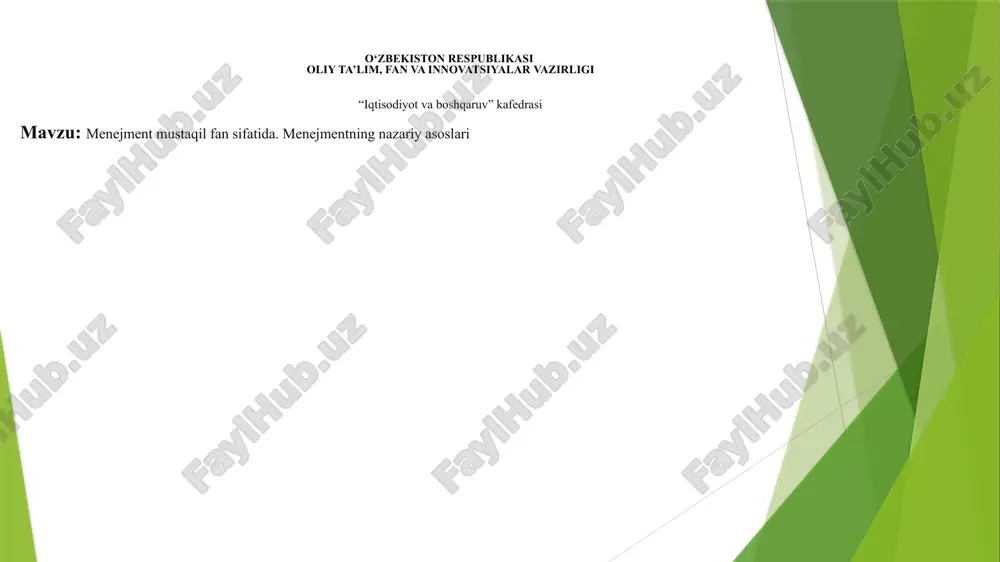 menejmentning nazariy asoslari — PPTX