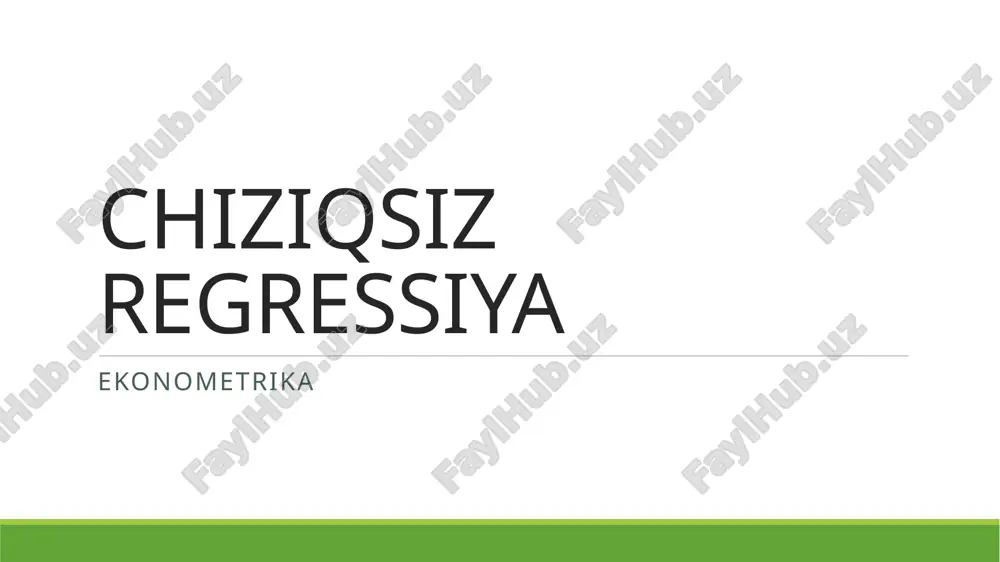 чизиқсиз регрессия — PPTX