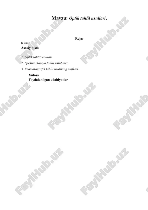 optik tahlil usullari — DOCX