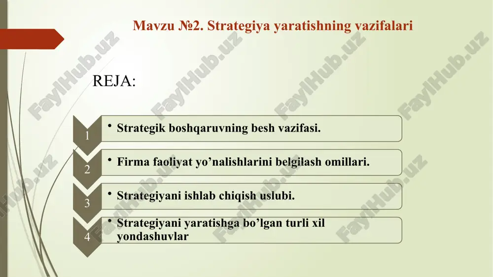 strategiya yaratishning vazifalari — PPTX