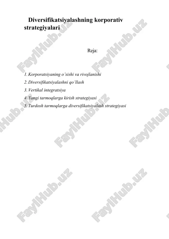 diversifikatsiyаlashning korporativ strategiyаlari — ZIP