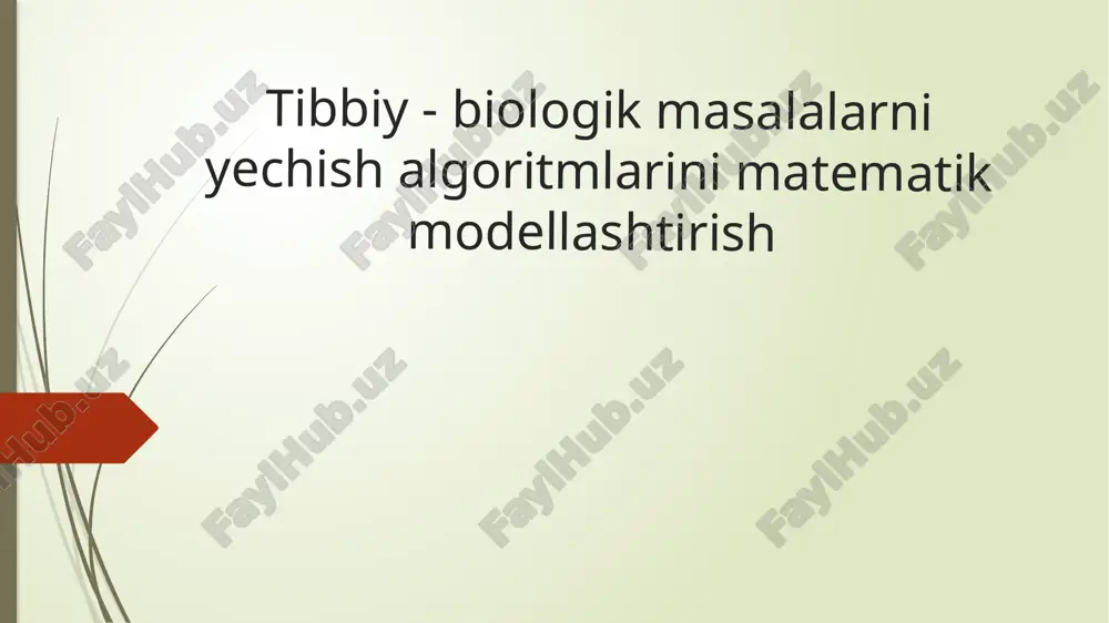 tibbiy-biologik  masalalarni yechish algoritmlarini  matematik modellashtirish — ZIP