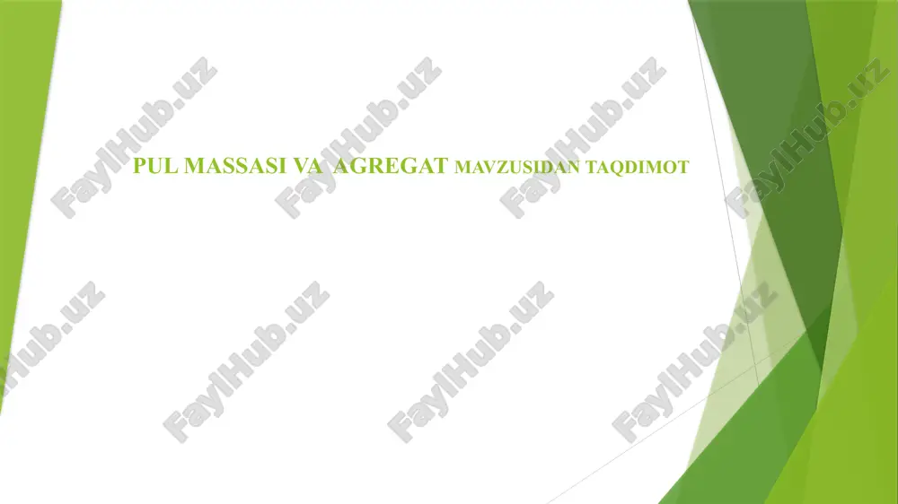 pul massasi va agregatlar — PPTX