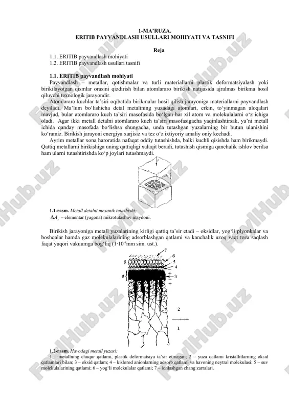 eritib payvandlash usullari mohiyati va tasnifi — DOC