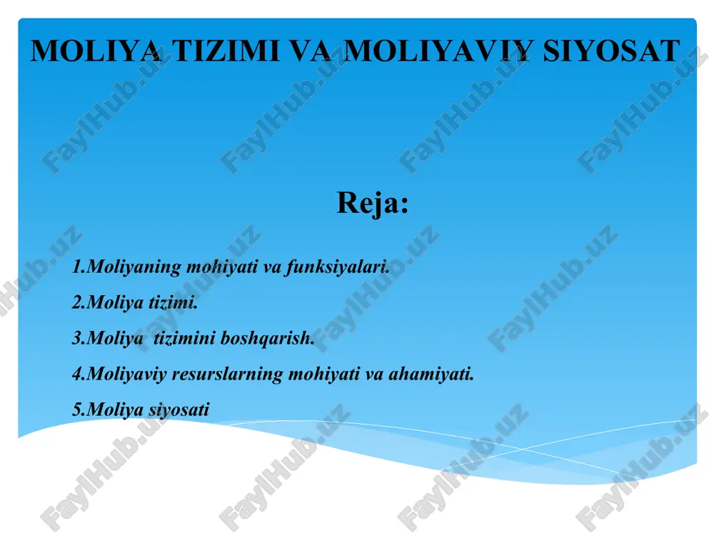 moliya tizimi va moliyaviy siyosat — ZIP