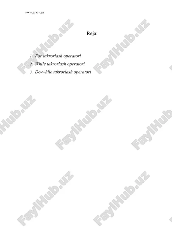 takrorlash operatorlari — ZIP