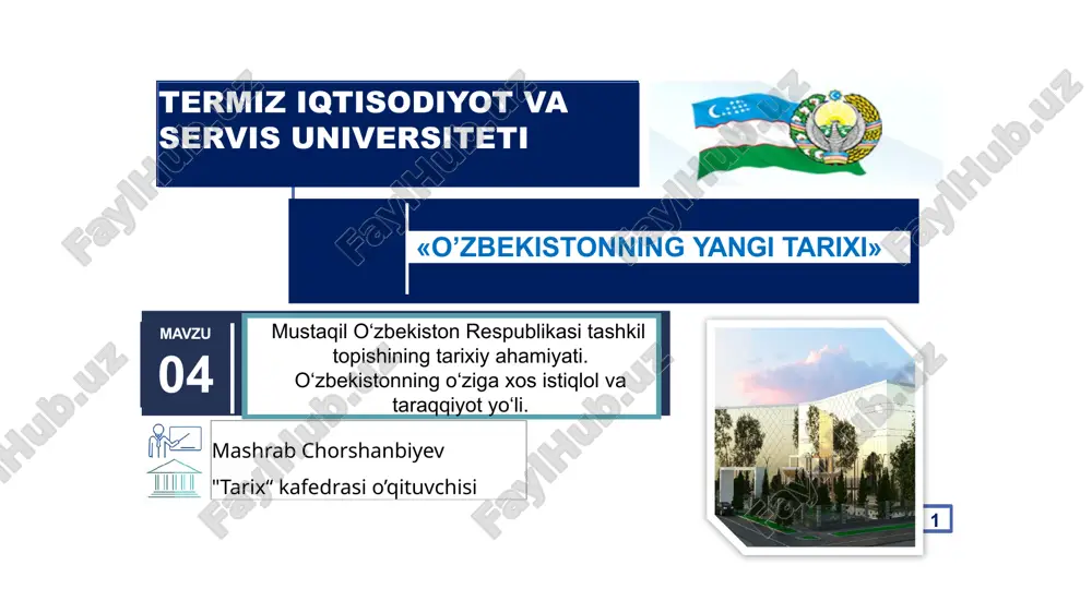 oʻzbekistonning yangi tarixi — PPTX