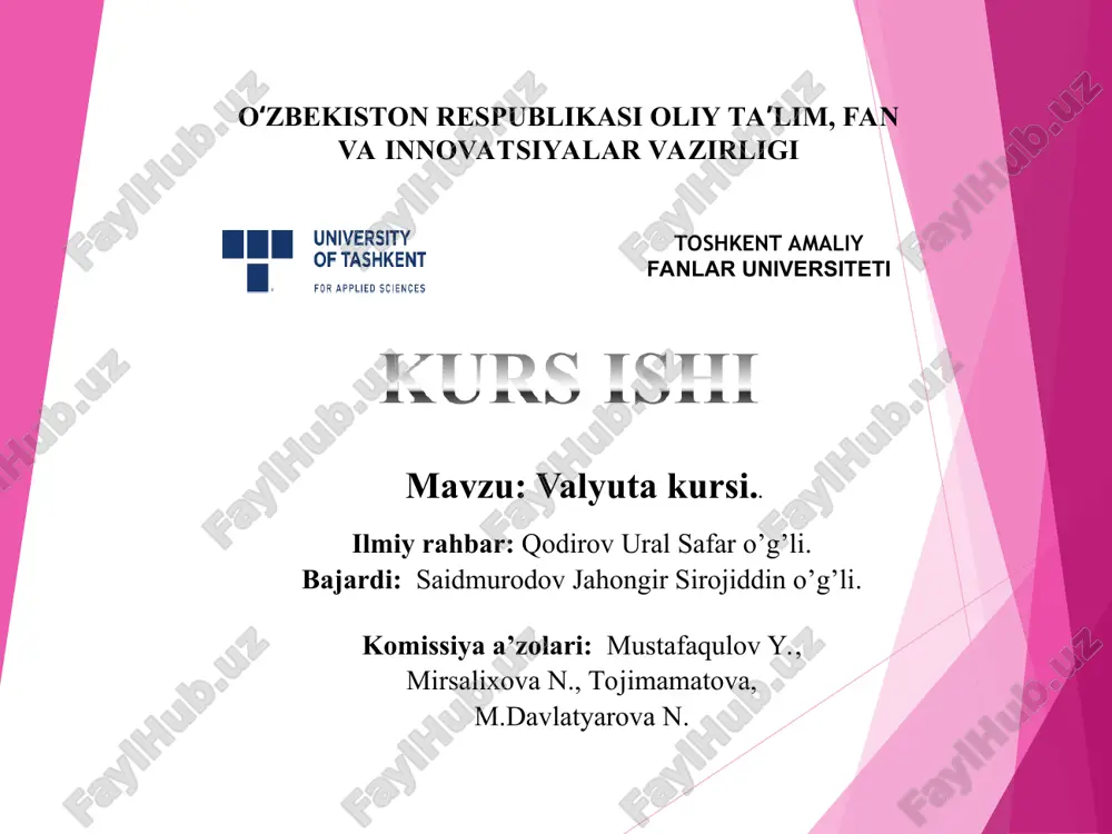 valyuta kursi — PPT