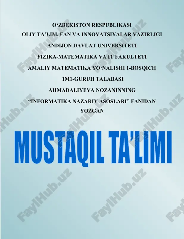informatika nazariy asoslari — DOCX