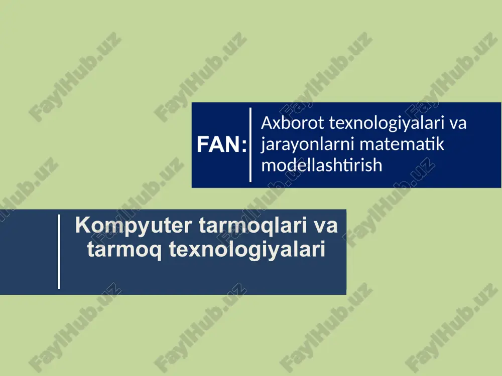 kompyuter tarmoqlari va tarmoq texnologiyalari — ZIP