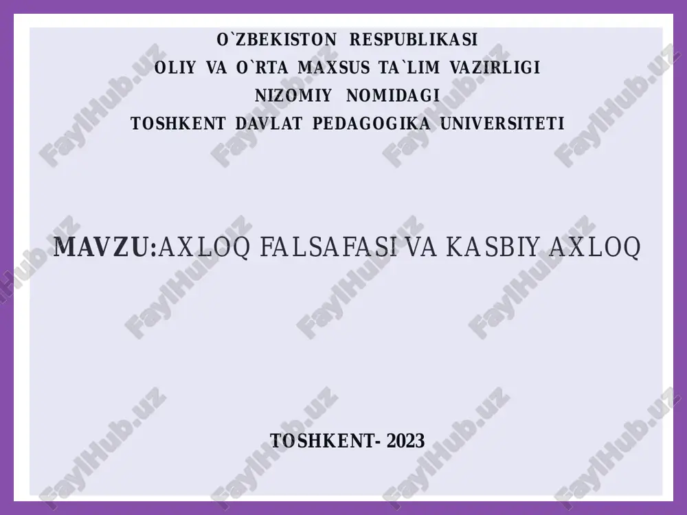 axloq falsafasi va kasbiy axloq — PDF