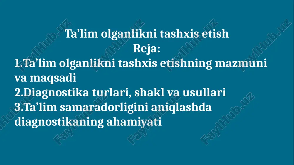 ta'lim olganlikni tashxis etish — PPTX