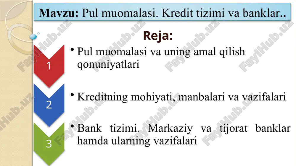 pul muomalasi va uning amal qilish qonuniyatlari — PPTX