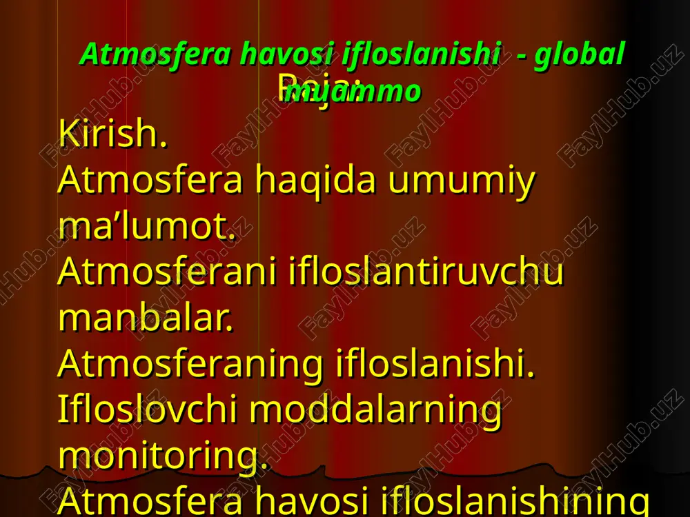 atmosfera havosi ifloslanishi  - global muammo — ZIP