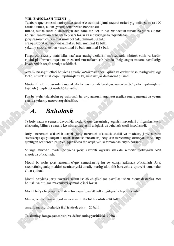 baholash tizimi — DOC