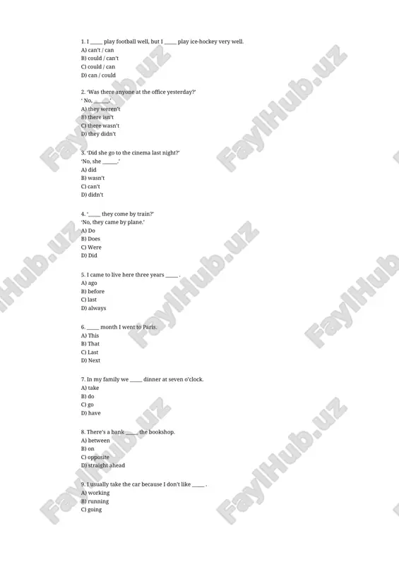 english grammar test — DOC