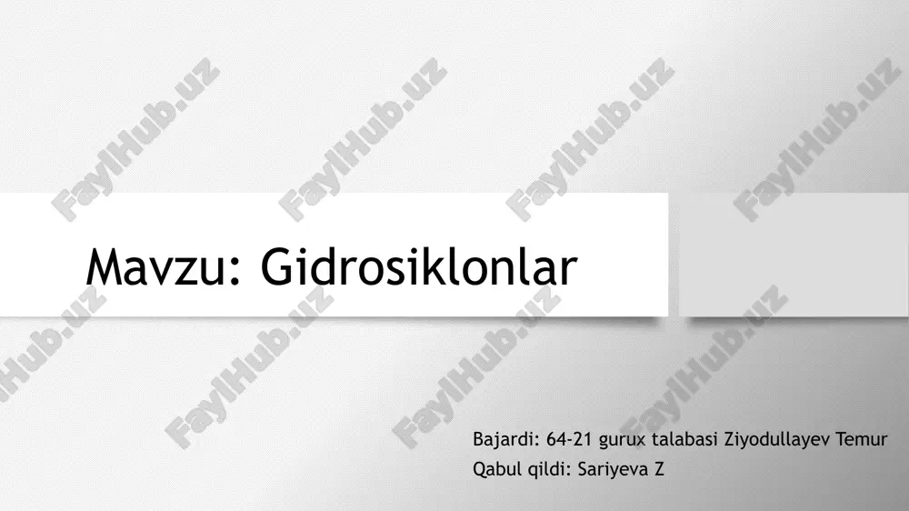 gidrosiklonlar — PPTX