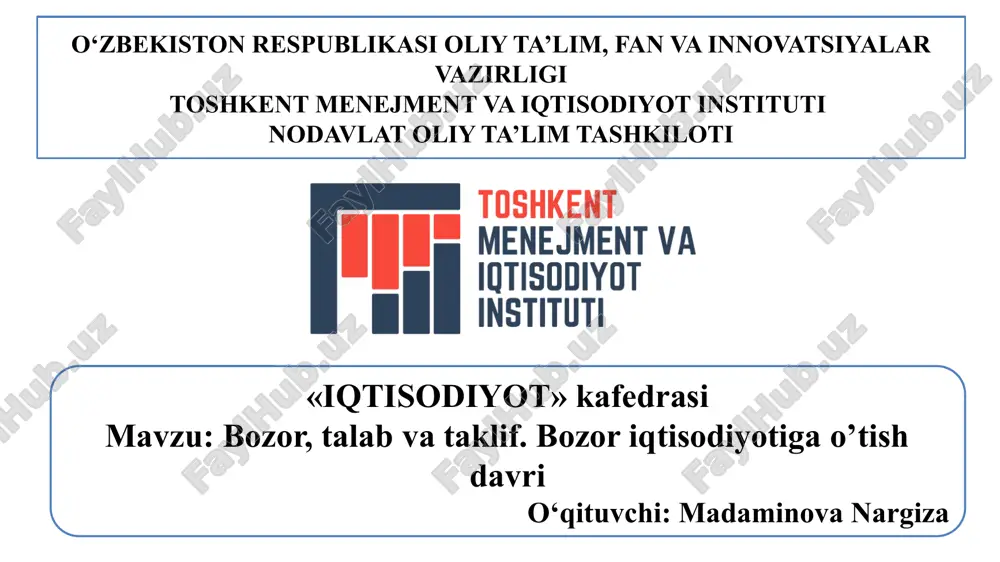 bozor iqtisodiyoti — PPTX