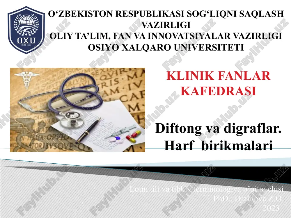 lotin tilida tibbiy terminologiya o'qituvchisi — PPTX