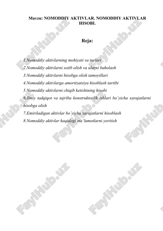 номоддий активлар — DOCX