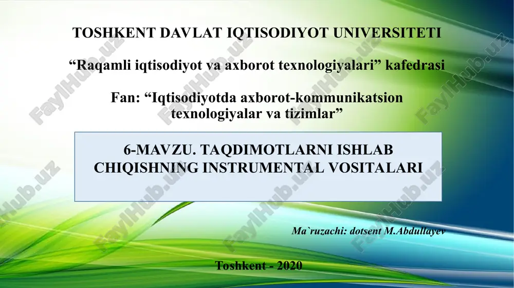 taqdimotlarni ishlab chiqishning instrumental vositalari — PPT