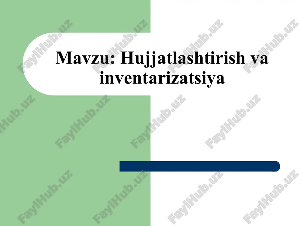 hujjatlashtirish va inventarizatsiya — ZIP